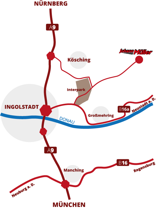 Anfahrtsskizze Lage Spedition Johann Müller